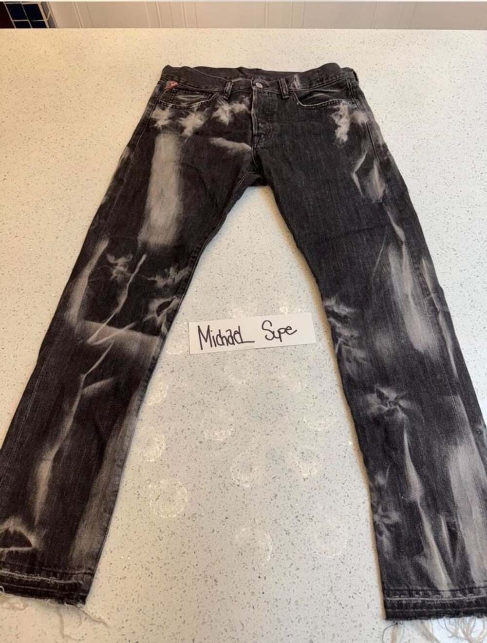 Denim & Supply Ralph Lauren Slim Fit Black Distressed Acid Wash Jeans Size 33/30